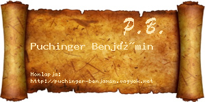 Puchinger Benjámin névjegykártya